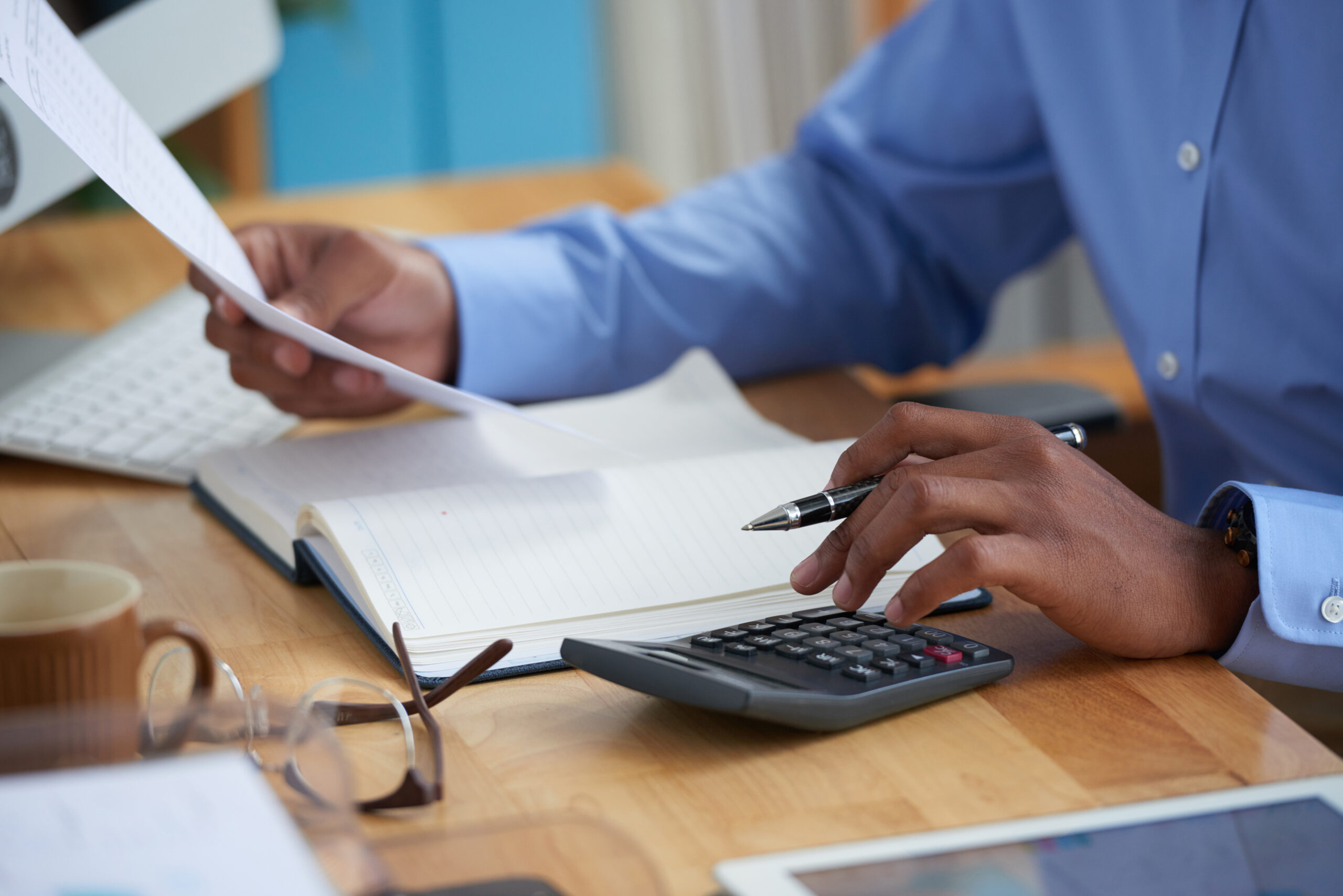working on financial report
