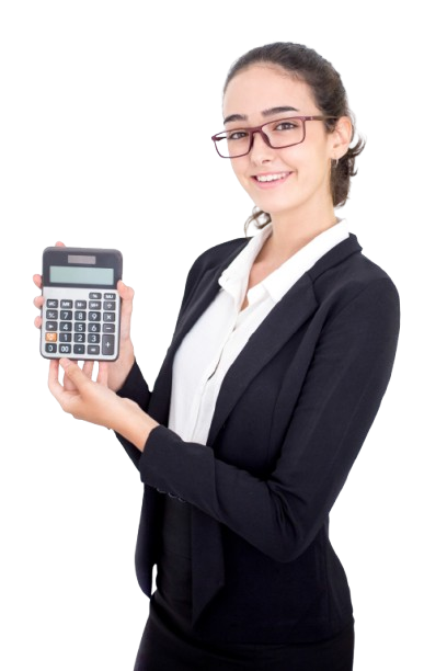 happy female financial adviser showing calculator removebg preview